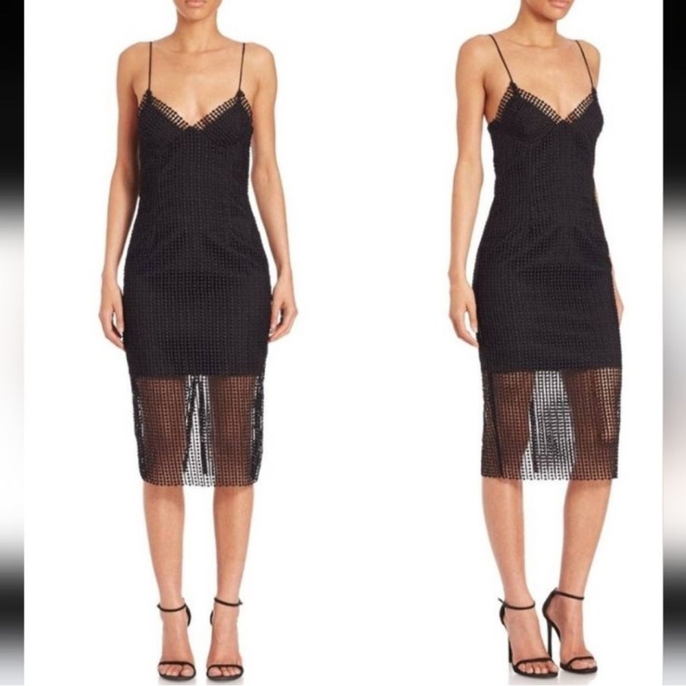 NICHOLAS Dot Mesh Midi Dress Black New With Tags Size 4